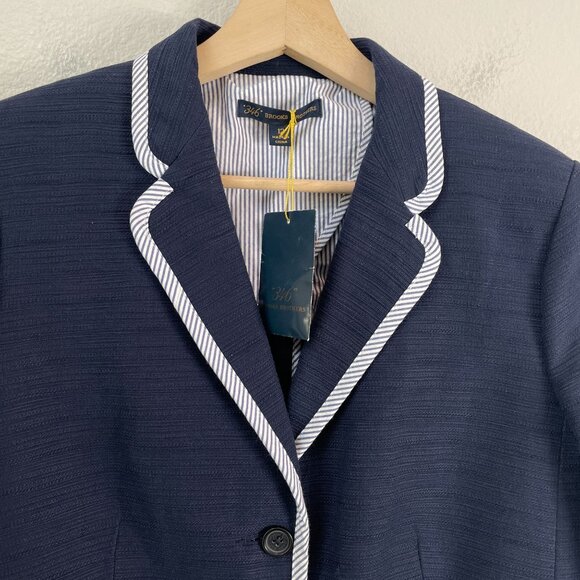 NEW 346 Brooks Brothers Womens 12 Navy Blazer Cotton Jacket Nautical Preppy - Picture 10 of 14